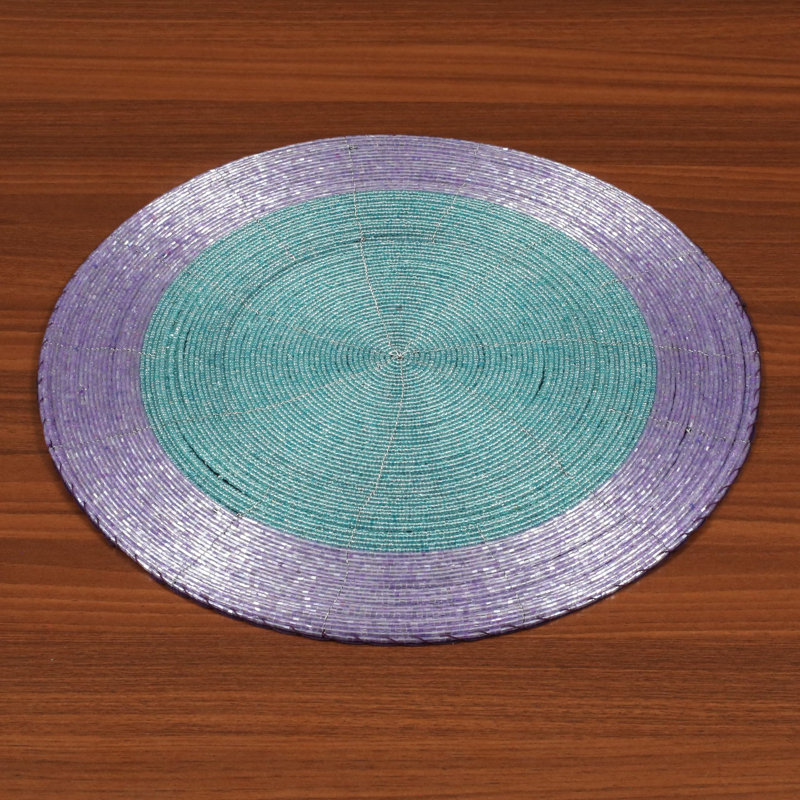 Ensemble de napperons décoratifs perlés à la main de style campagnard rond 13 po Farmhouse_Multi