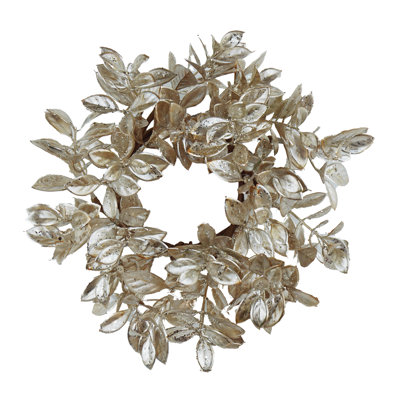 Faux Boxwood Candle Ring - 11.8"Dia. - Champagne