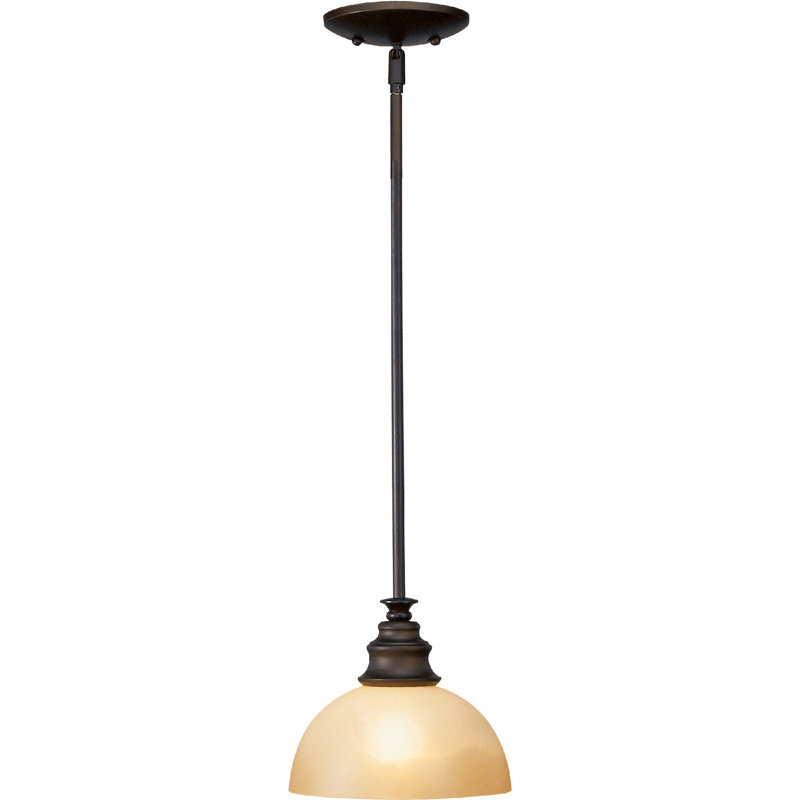 Mini-luminaire suspendu d'intérieur 1 lumière Rainier en bronze avec abat-jour en verre grès Rainier