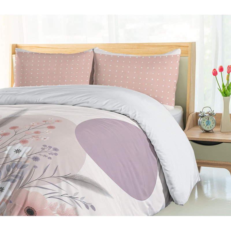 Mauve and Blush Floral California King Duvet Cover Set