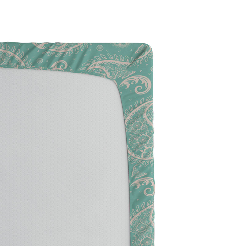 Microfiber Paisley Fitted Sheet, Twin XL Fitted Sheet, Green Paisley