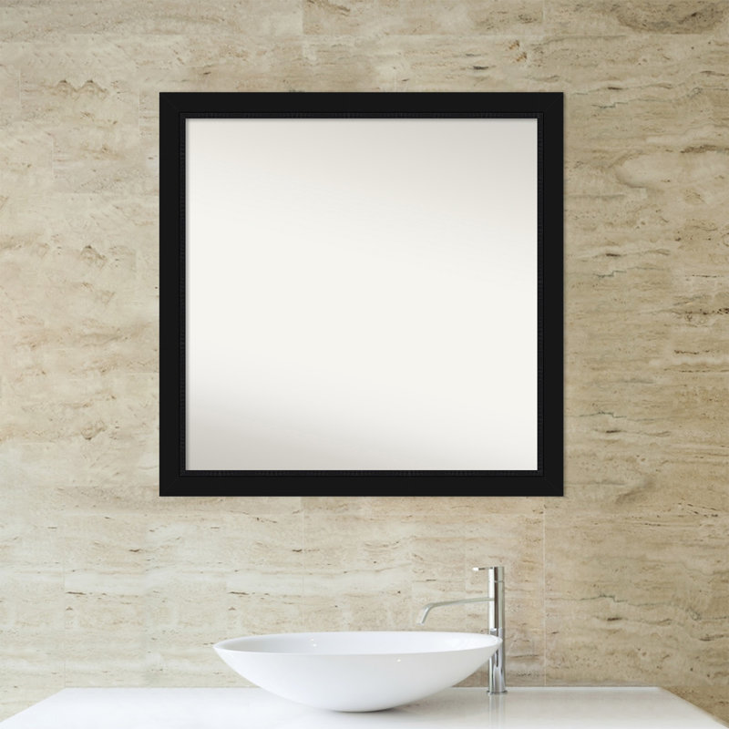 Avon Black 21 in. x 27 in. Bathroom Vanity Non-Beveled Wall Mirror, 29 " H x 29 " W