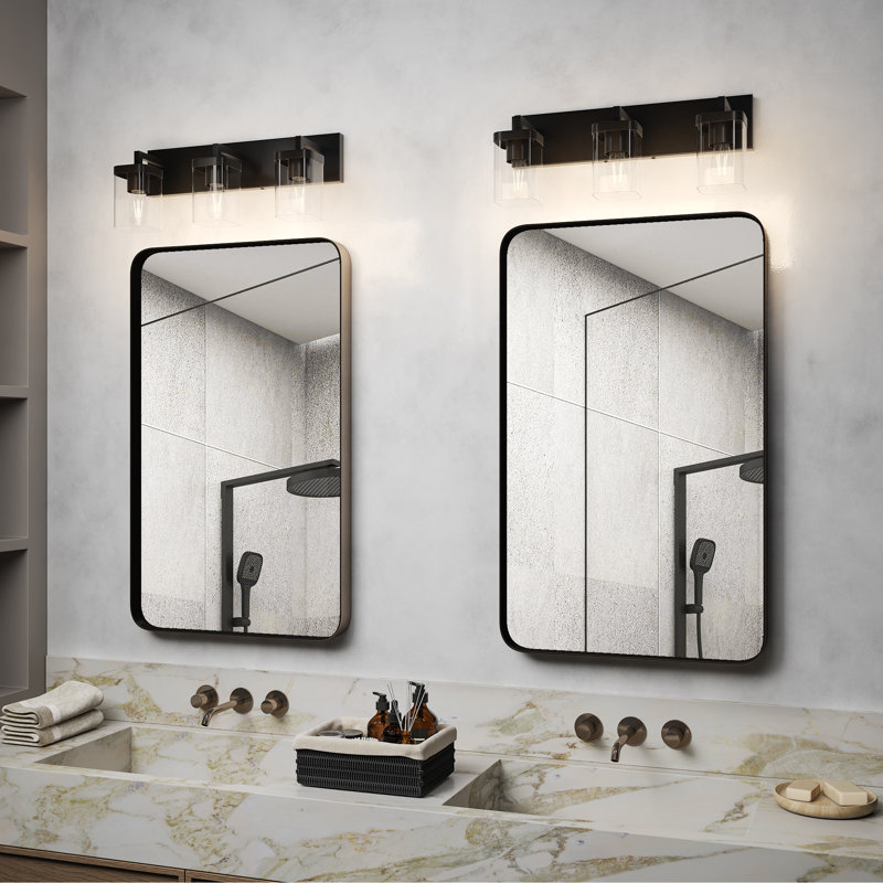 Éclairage pour meuble-lavabo à 4 lumières à intensité variable Krisstina, Noir mat, Trois lumières