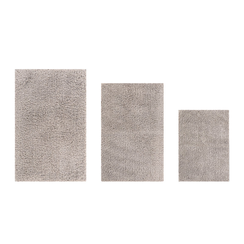 Loida Collection 100% Polyester Machine Washable 3 Piece Plush Bathroom Rug Set, Beige