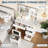 Vanity Desk with Mirror and Lights - Modern Makeup Dressing Table with Outlets, Storage Stool, 4 Drawers & Hair Dryer Holder-1259661167