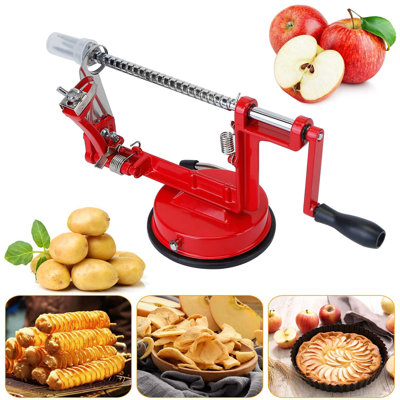 3-in-1 Apple Peeler,Slicer & Corer with Suction Base,Zinc Alloy Body with Stainless Steel Blade,Manual Kitchen Fruit Prep Tool