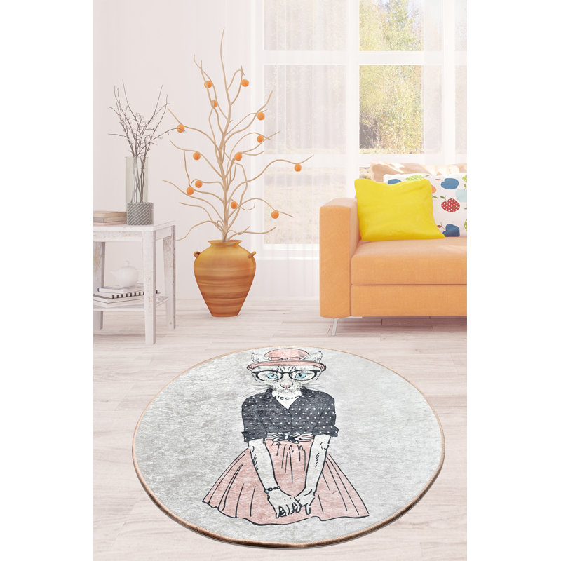 Tapis antibactérien rond, 39,4 po de diamètre, 100% polyester, hauteur de poils de 0,2 po | Dessous antidérapant, lavable à la machine | Parfait pour le salon, la chambre à coucher et la salle de jeux, conception douce et durable