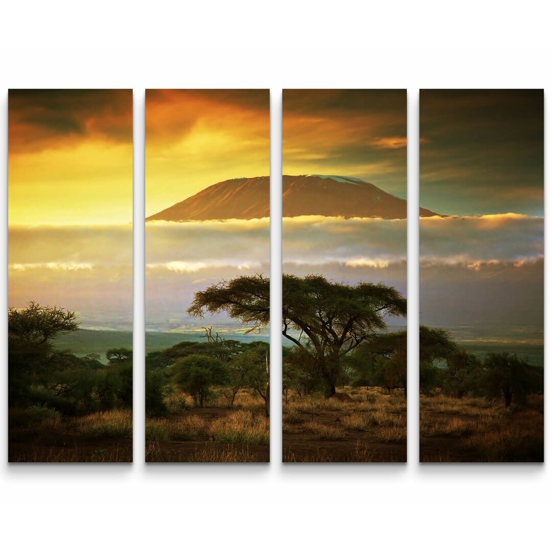 4-tlg. Leinwandbilder-Set Landschaft Kilimanjaro in Afrika