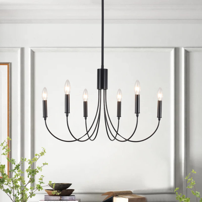 Lustre classique à 6 lumières Clerise, Noir, 6