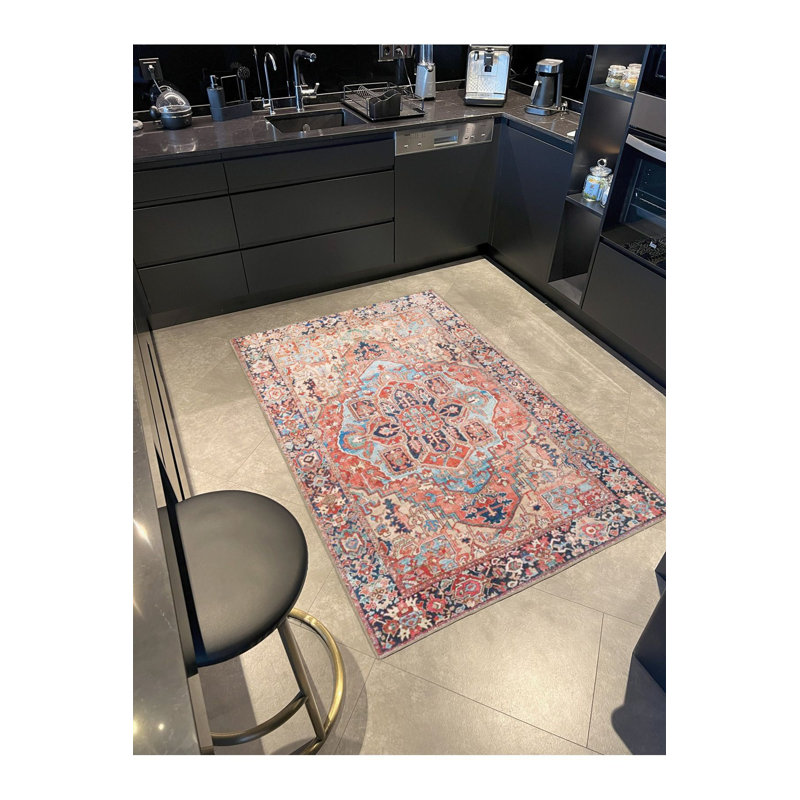 Tapis tissé à motif traditionnel lavable à la machine, Sous-tapis carré 3 pi 3 po inclus