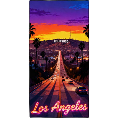 Serviette de plage Hollywood Los Angeles, serviette en microfibre à séchage rapide sans sable 32 po x 63 po pour le voyage en camping