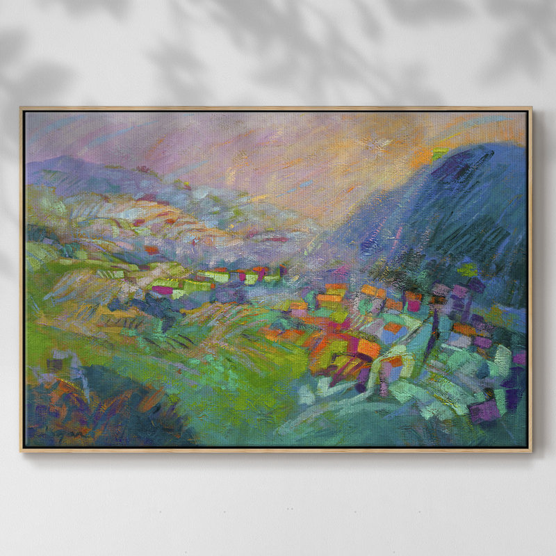 Impression sur toile encadrée, H 17 po x l 25 po x P 2 po, Cadre en bois naturel