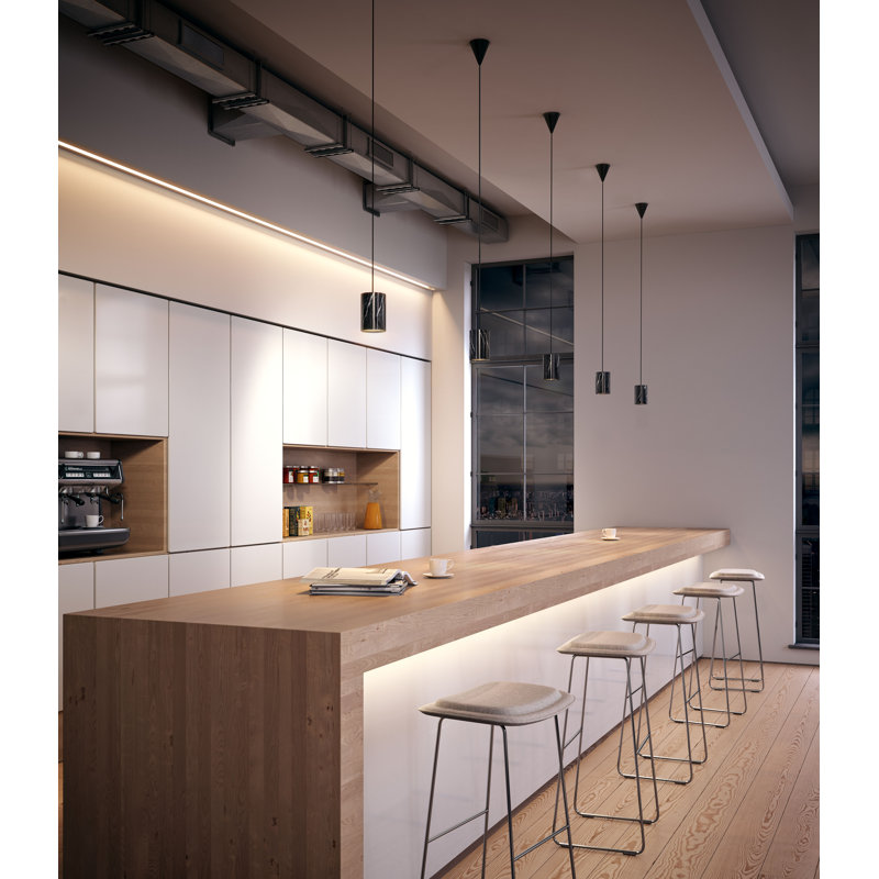 Solid 6 - Light LED Pendant, Nero Marquina, Matte Black