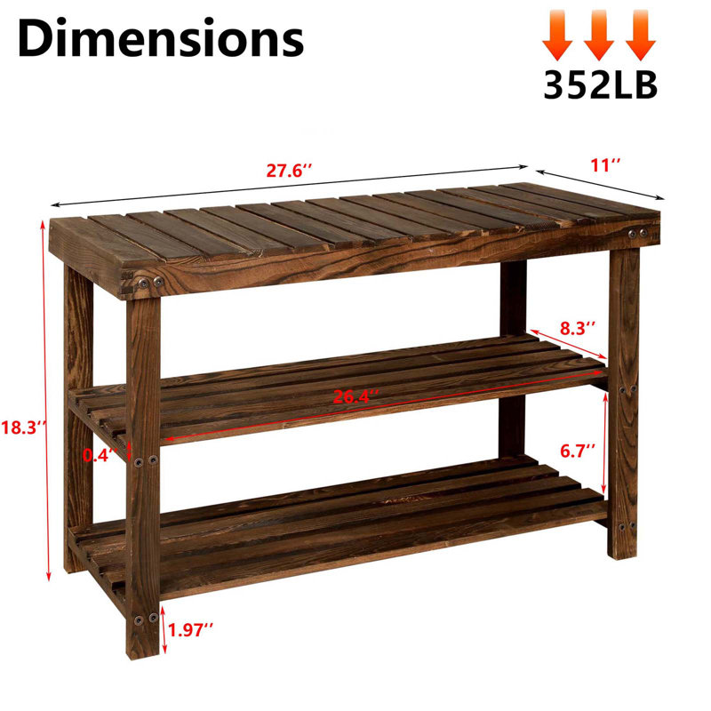 Banc de rangement pour 6 paires de chaussures, étagère à chaussures à 3 niveaux, Brun