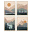 Ensemble de 4 impressions murales encadrées bleu sarcelle, forêt de rivière, paysage, encadrées sur papier, impression de 4 pièces-93012735-119018424