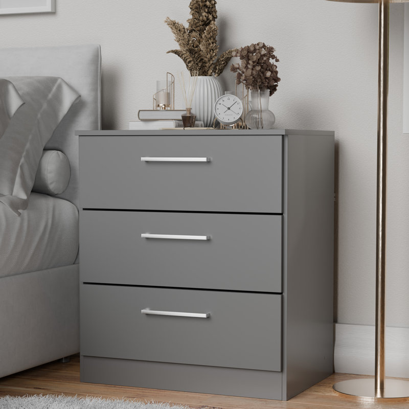 Ensemble de 2 commodes verticales 3 tiroirs Conteh - solution de rangement moderne, Gris