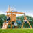 ROBUD Wooden Swing Set with Slide and 2 Swing(s)
