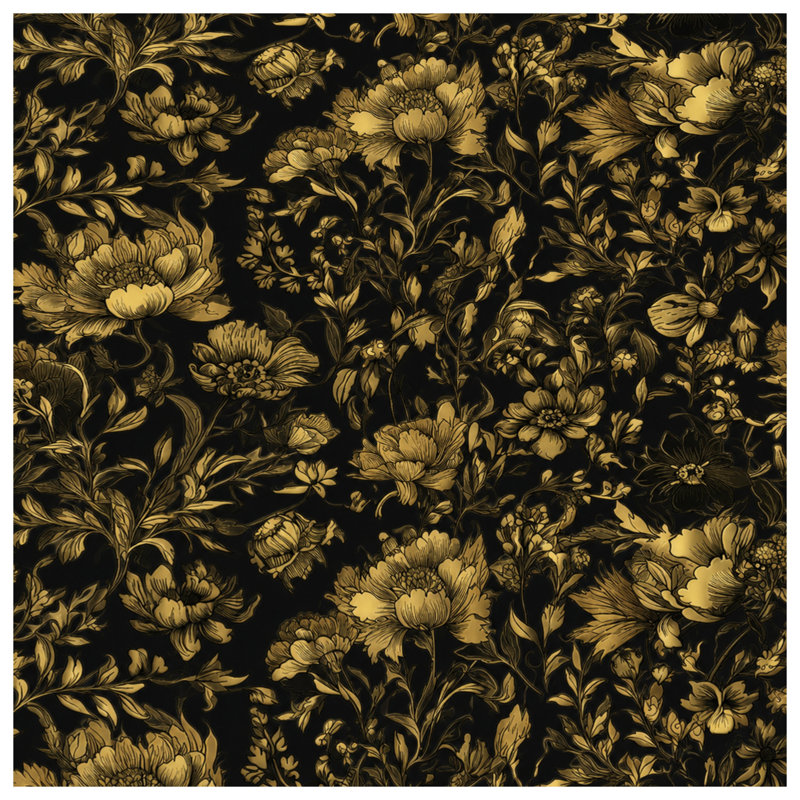 Housses de couette à motif floral doré, Très grand lit