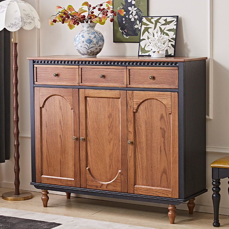 Black&Walnut Solid Wood Shoe Storage Bench