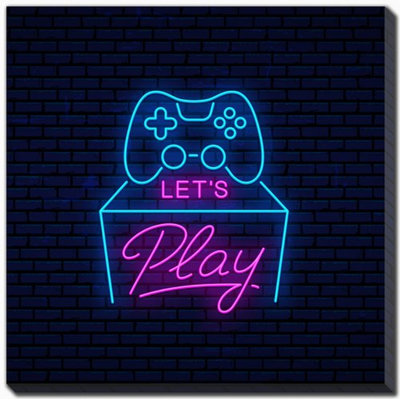 Neon Gaming 3 Canvas Wall Art