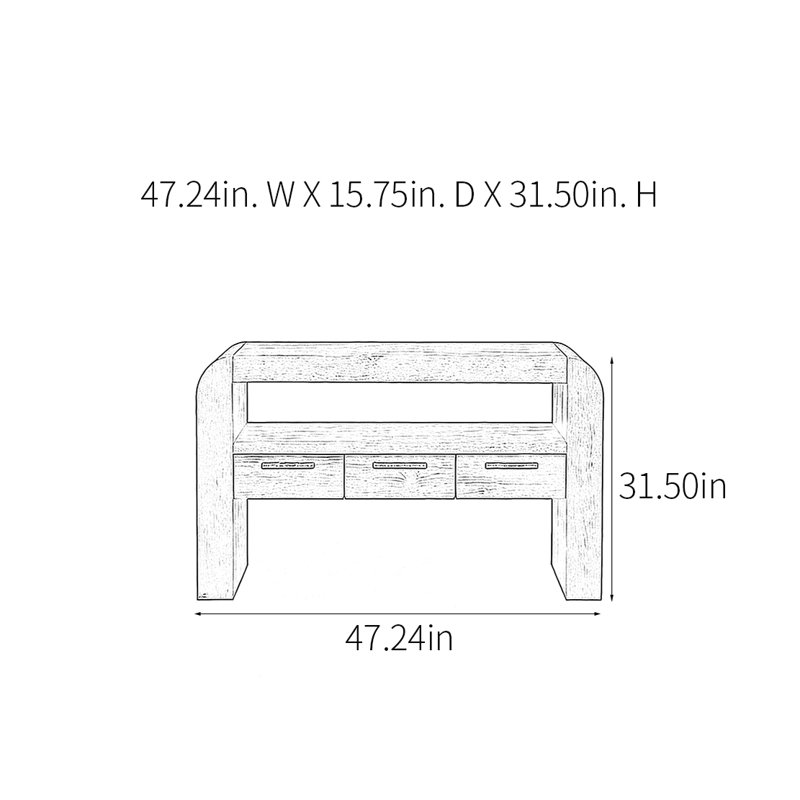 Console Retro Minimalist, H 31,5 po x l 47,24 po x P 15,75 po