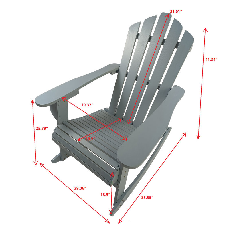Chaise Adirondack inclinable en bois, Gris