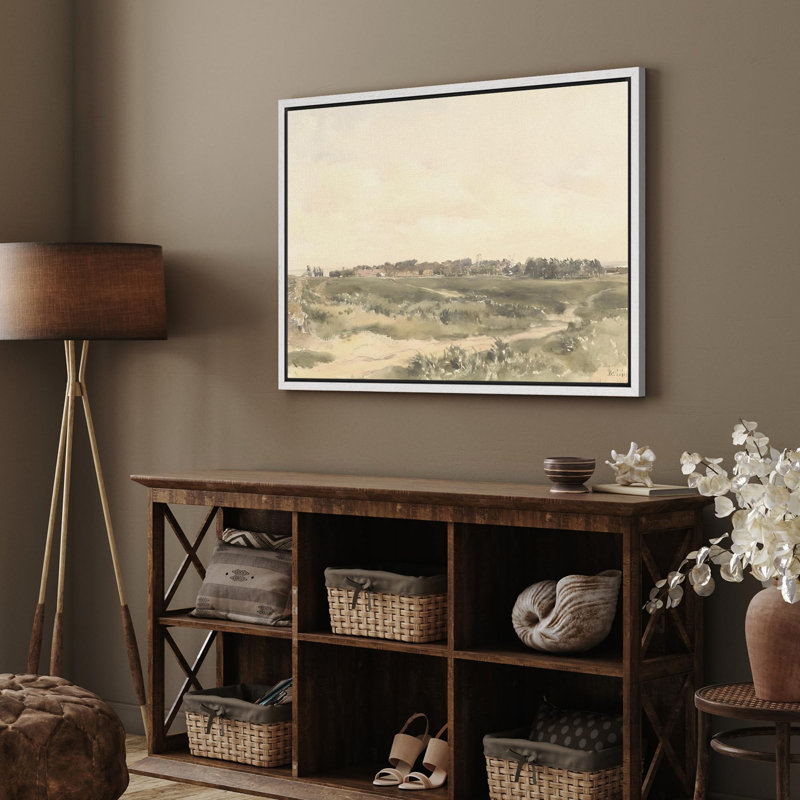 Illustration de paysage champêtre et champ libre, H 24 po x l 16 po, Blanc