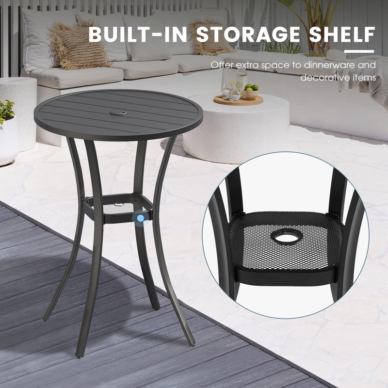 3 Pieces Outdoor Bar Set With Swivel Bar Stools, Brown/Black