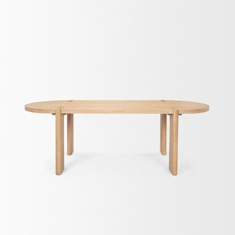 Katia 91" Solid Wood Dining Table, Light Brown
