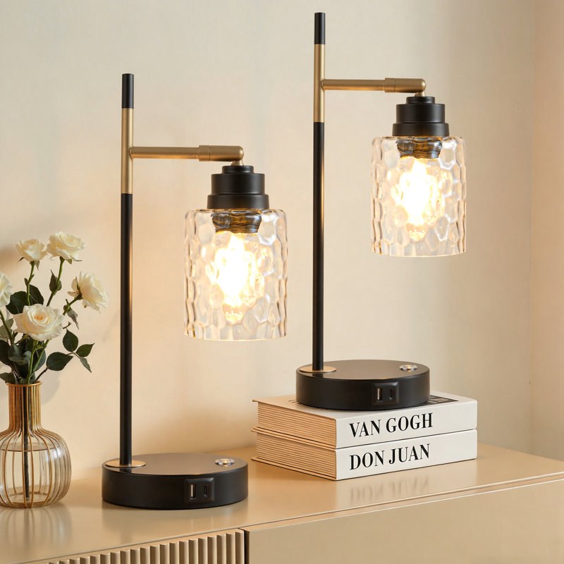 3-Way Desk Lamp with AC Outlet & USB & Type-C & Bulbs 