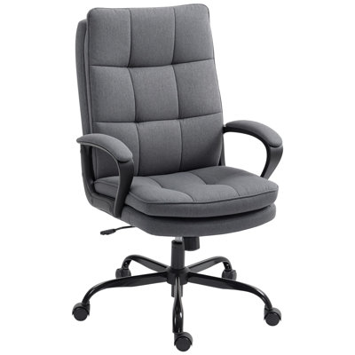 Linen Desk Chair PU Leather Office Chair Adjustable Height