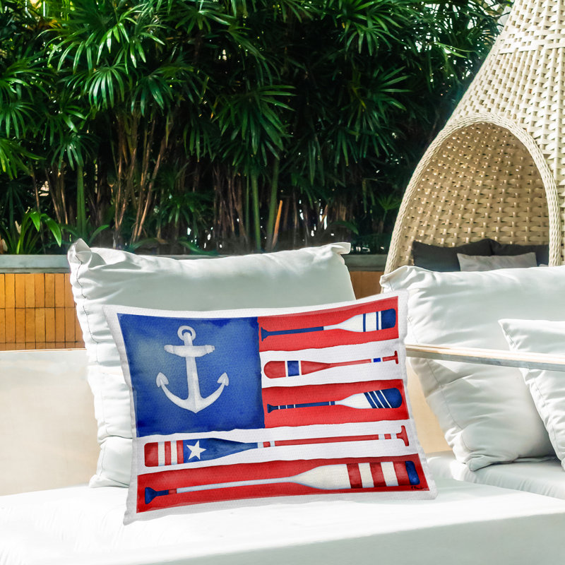 Coussin d'extérieur imprimé Patriotic Oar Flag par Paul Brent
