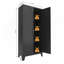 Armoire de rangement 61 po à 2 portes galbées, armoire de rangement en métal avec portes et tablettes réglables, pour chambre à coucher, salon-374436069