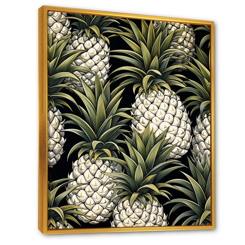 «Sweet Pinapple», reproduction sur toile, Cadre flottant doré, H 40 po x l 30 po x P 1,5 po