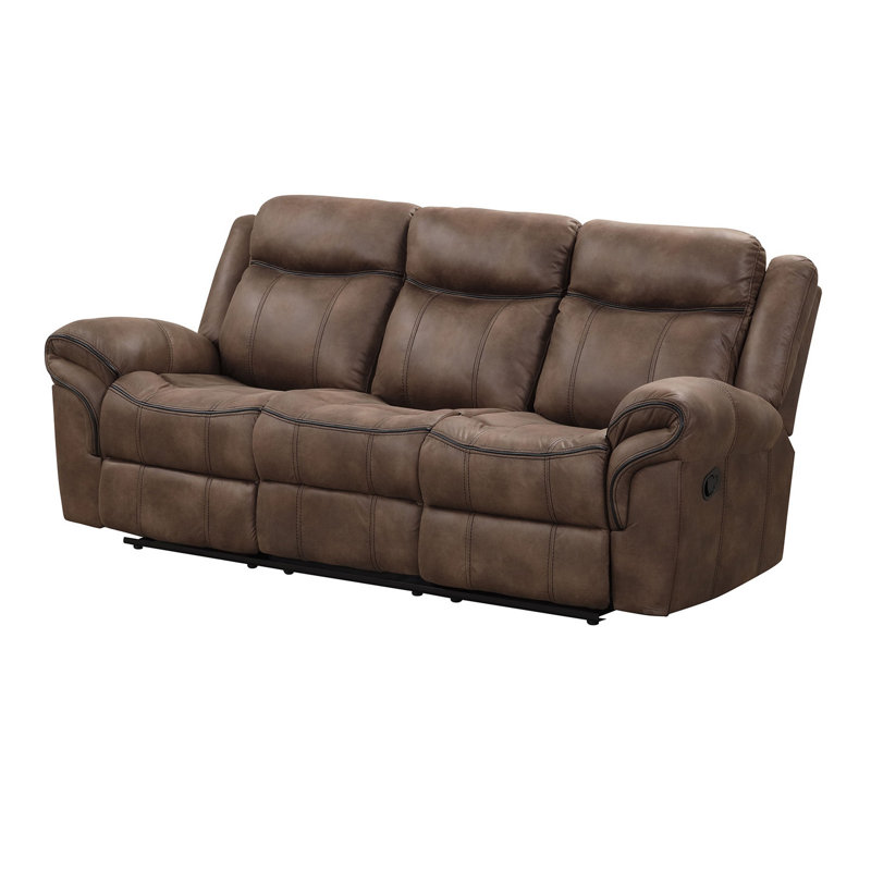 Canapé Arisa, similicuir brun, table rabattable avec porte-gobelets, 87 po