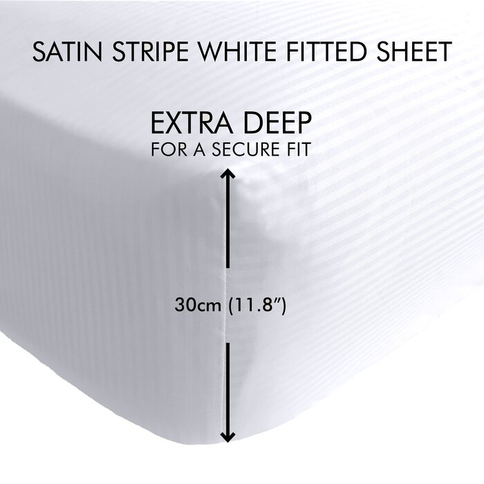 Catherine Lansfield Satin Stripe 300 Thread Count Fitted Sheet ...