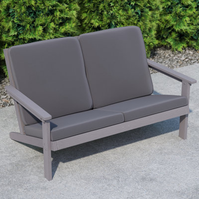 McEwensville All-Weather Poly Resin Adirondack Loveseat & Cushions by Rosecliff Heights
