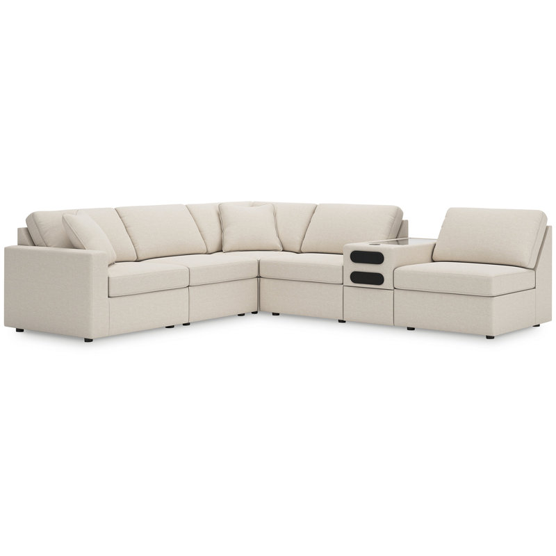 Braintree 6-Piece Sectional With Audio Console, Beige Polyester