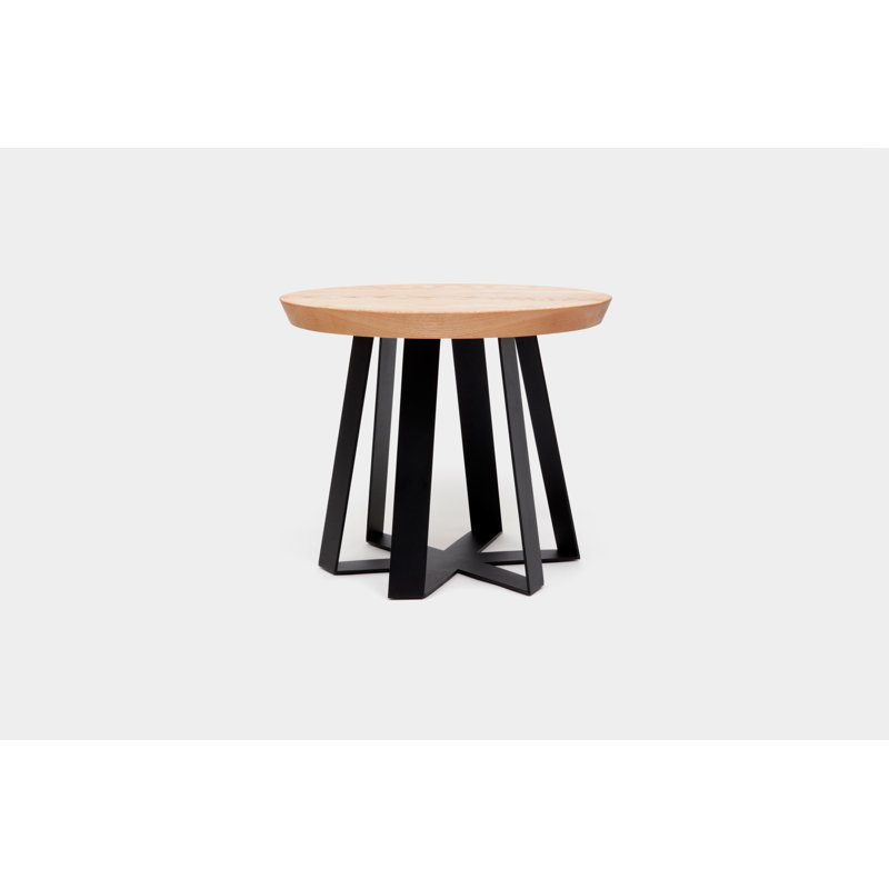 ARS Solid Wood Top End Table, Oak, Black