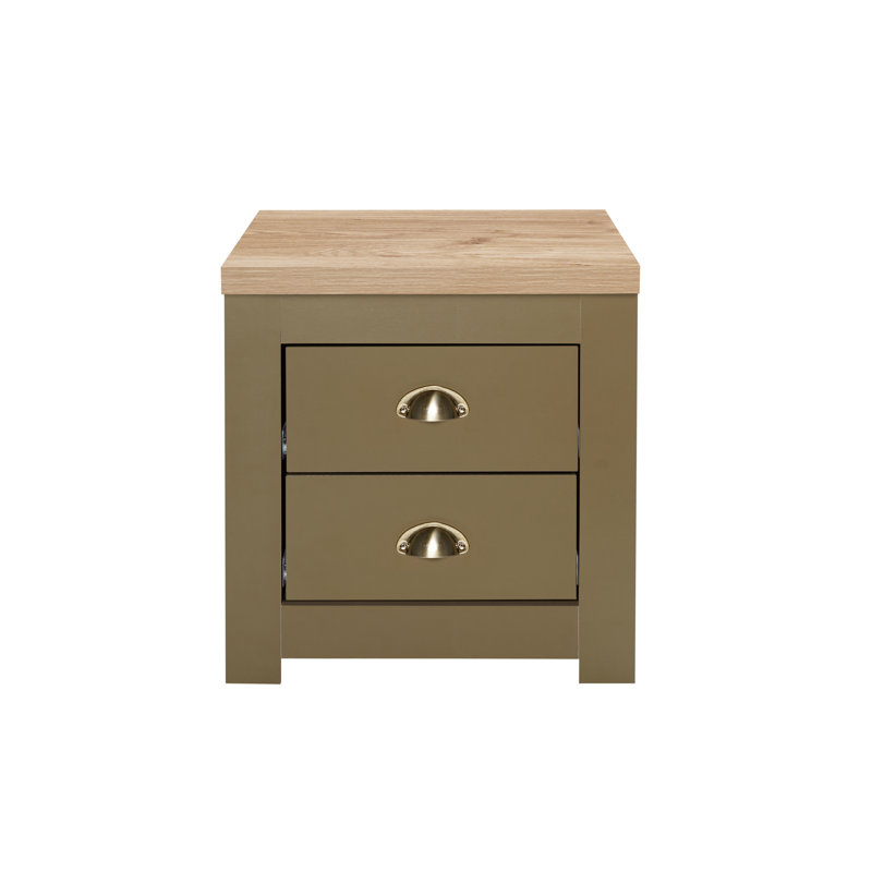 Highgate 2 Drawer Bedside Table, Olive
