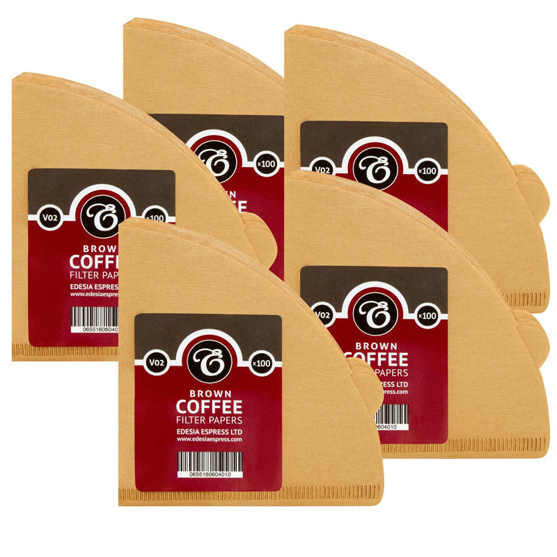 500 Size V02 Brown Coffee Filter Paper Cones – V Shaped, Compatible With Hario