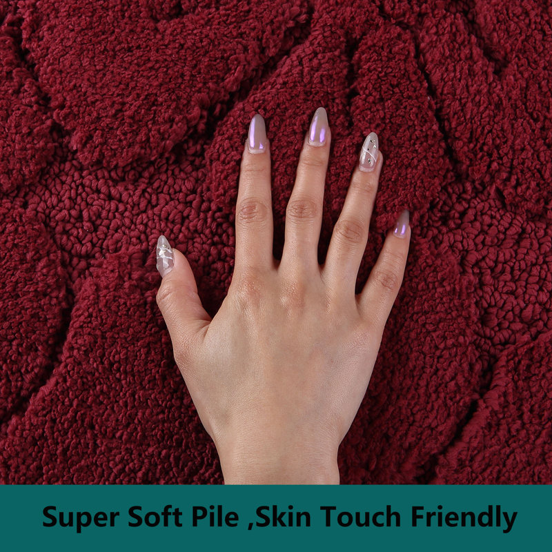 Non-Slip Bath Rug, 18" W x 30" L, Burgundy
