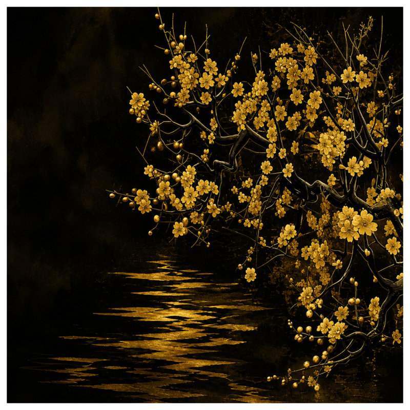 Couvertures Golden Cherry Blossoms, L 60 po x H 80 po