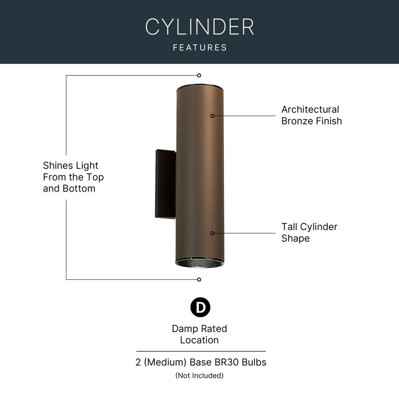 Glossop Architectural Bronze 2-Light Damp Rated Outdoor Wall Light, Architectural Bronze