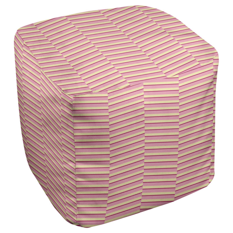 Repose-pieds cubes à rayures de couleur brisée, Rose / jaune