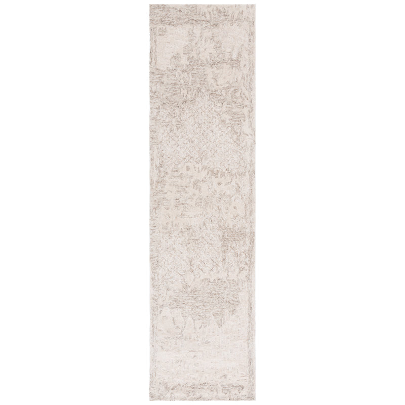 Laine touffetée à la main Malinka 101; Tapis abstrait en coton, Tapis de couloir 2 pi 3 po x 9 pi