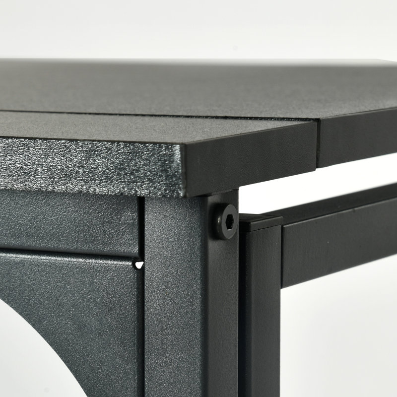 31.5" Folding Desk for Small Spaces, Compact Writing Computer Table with Metal Frame, Black, Black