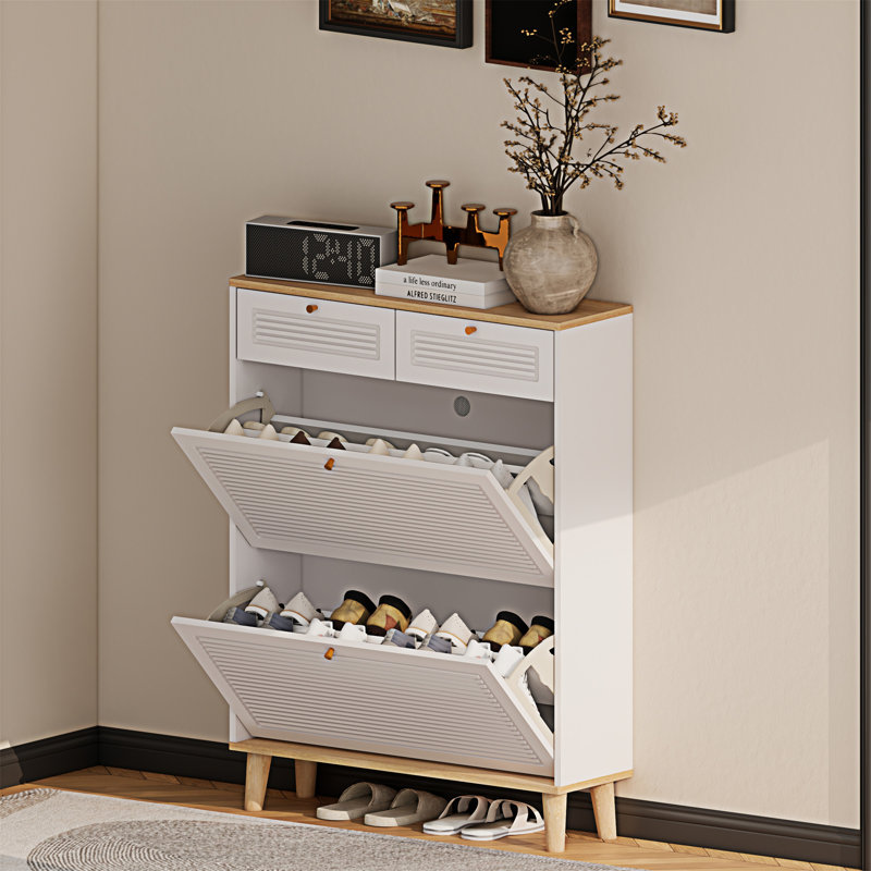 Shoe Cabinet With 2 Flip-Up Doors And 2 Drawers