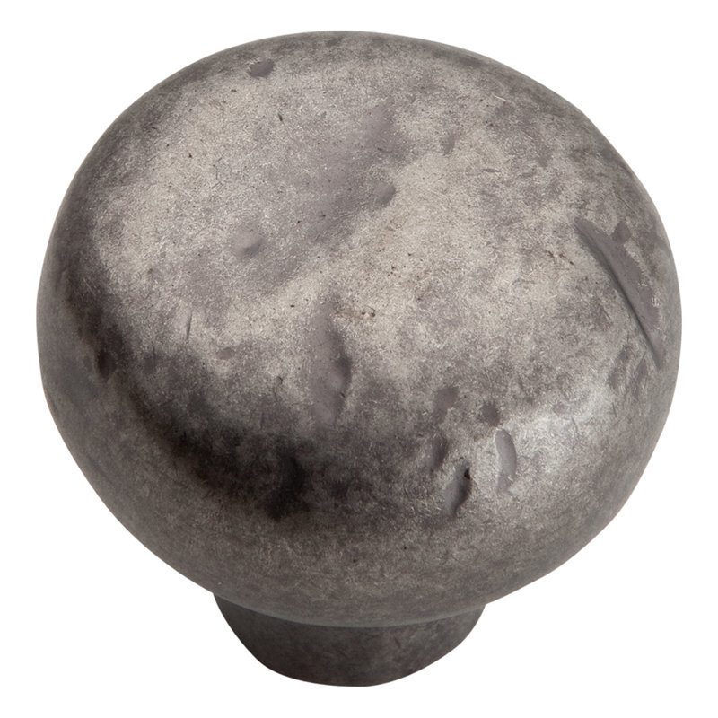 Distressed Pewter Round Knob with Mounting Hardware