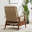 Fauteuil inclinable avec accoudoirs en bois et tissu performance - Cuir brut-1017397439
